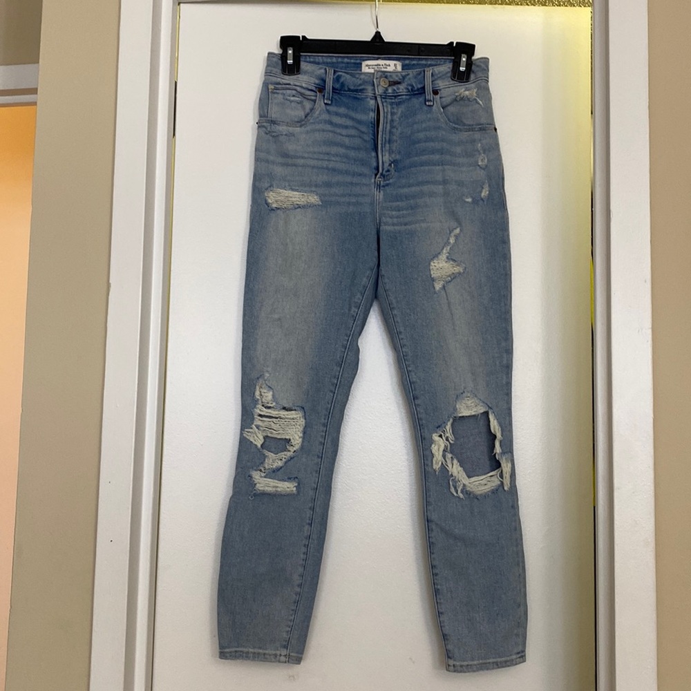 High rise distressed skinny jeans